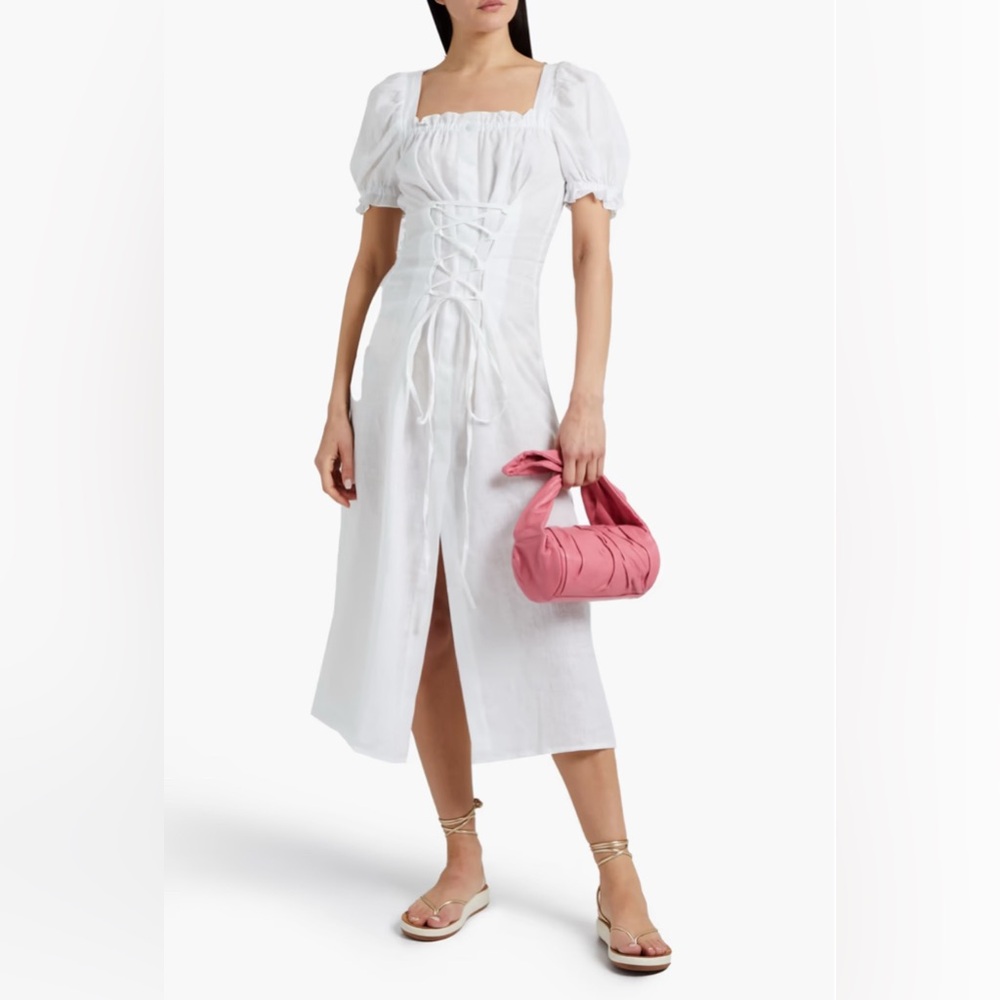 Gorgeous SLEEPER Linen Lace-up Midi Dress Women’s Size Small